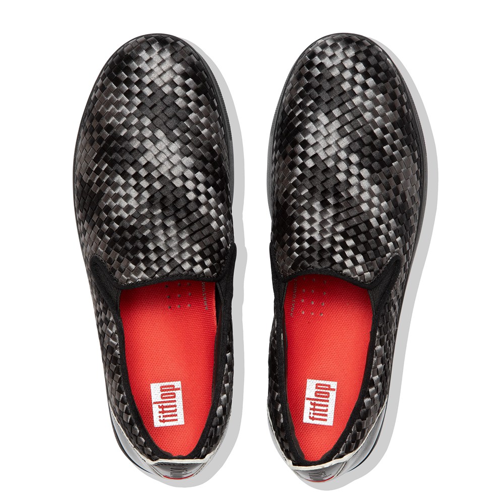 Fitflop Philippines - Fitflop Womens Slip-on Black - Fitflop Rally Silky-weave Slip-on Outlet Online